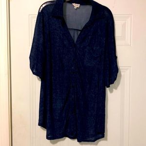 Siren Lily Navy Blouse, 2XL